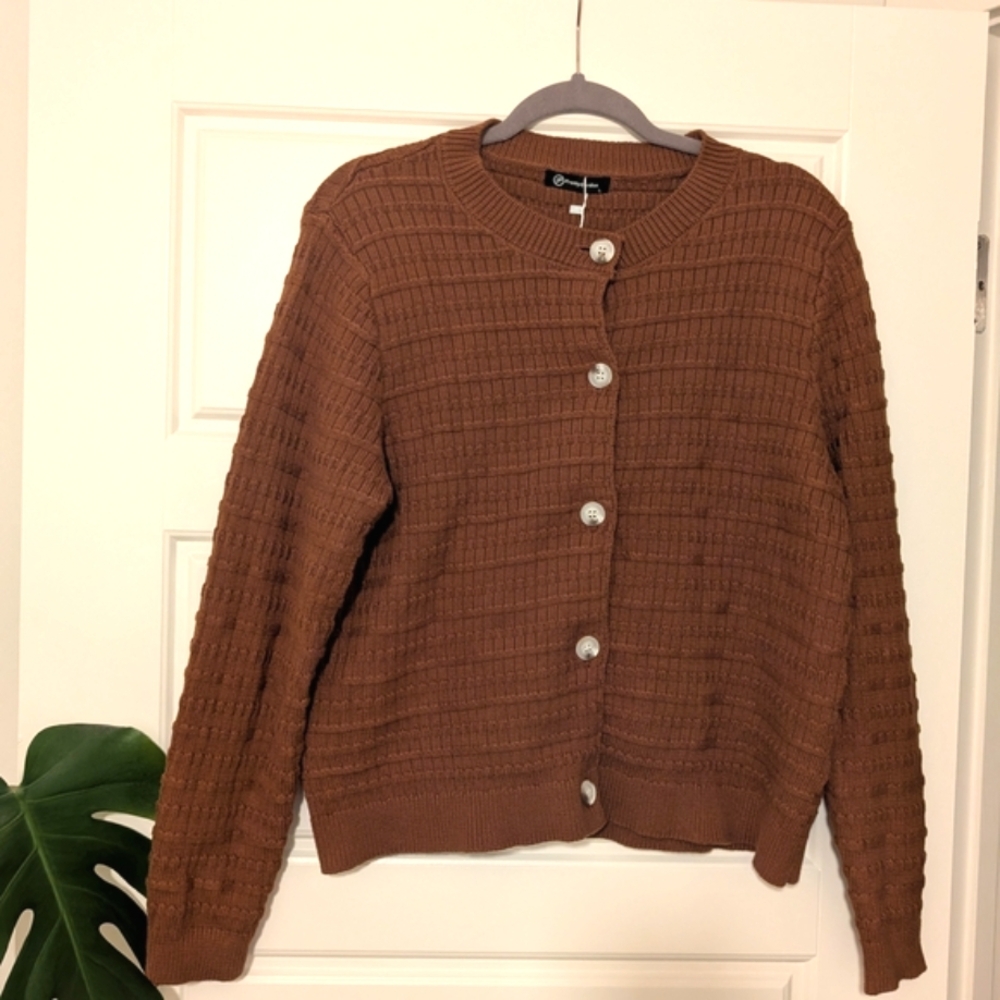 Brown Button-Up Women's Sweater